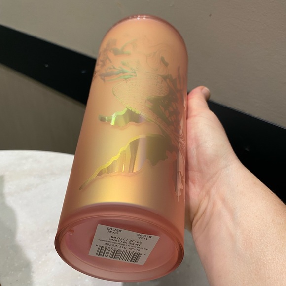 Starbucks Spring 2022 Rose Gold Copper Siren Soft Touch Cold Cup Venti Tumbler - Picture 6 of 6